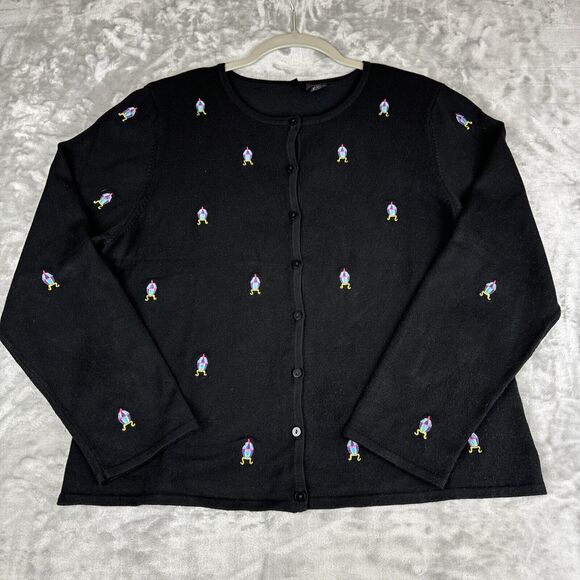 Etoile Embroidered Cardigan Women's XL Black Faberge Egg Easter Funky (1045) - Picture 1 of 9